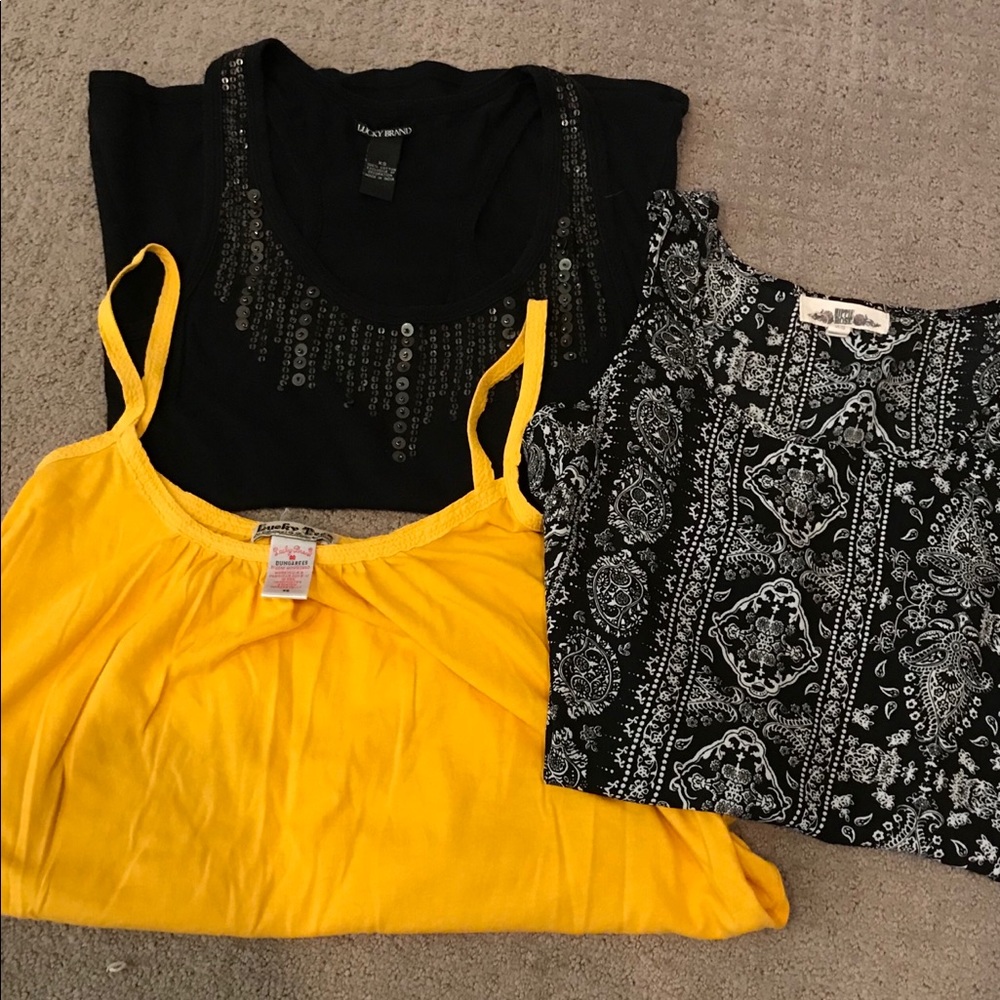 2 Lucky Brand and 1 Pink Rose tank